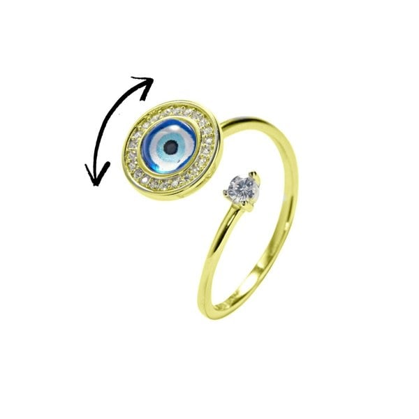 Evil Eye Fidget Spinner Friendship Gold Plated Ring