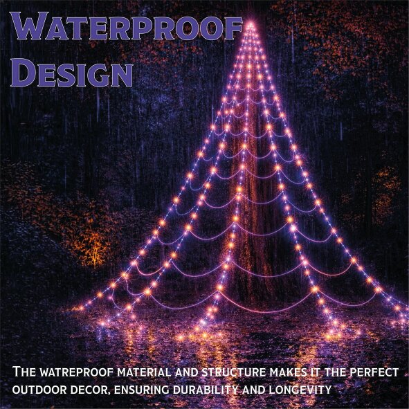 Scotts of Stow Fxlab Orange and Purple LED Spider Web Lights Outdoor with Hooks Stakes and Timer