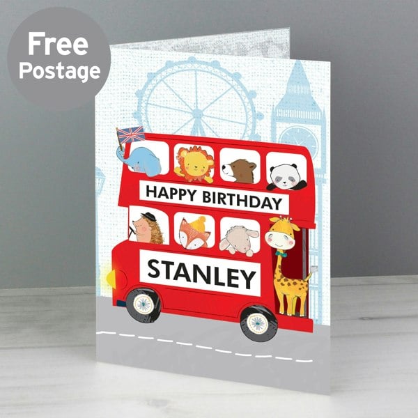 Personalised Memento Company Personalised London Animal Bus Birthday Card
