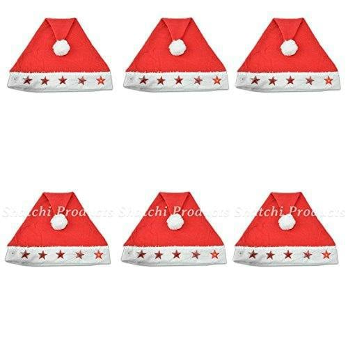 12 Pack Red Father Christmas Santa Hat Light Up Fancy Dress Party Accessories image 8