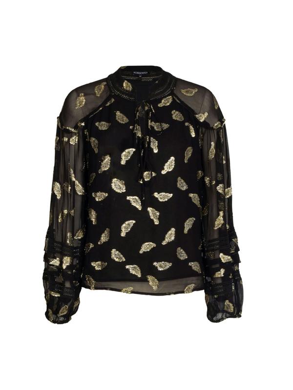 Rose & Nancy Wren Gold Feather Blouse