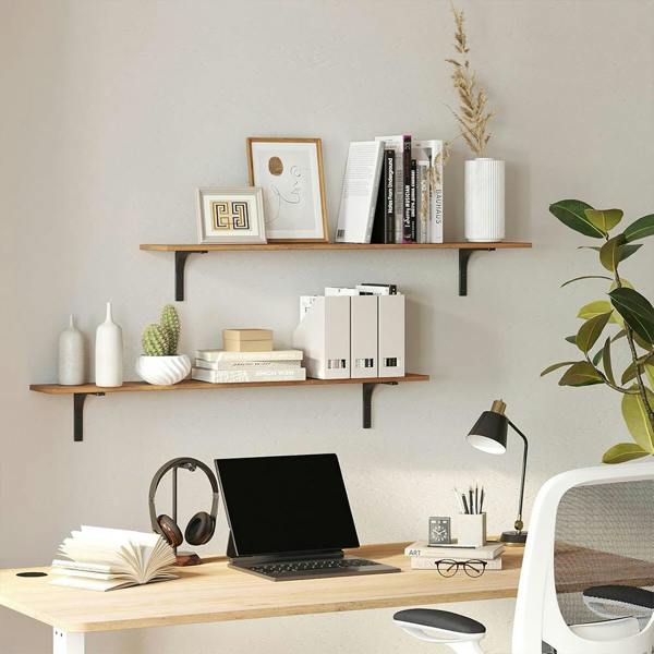 Havendro 5Pcs Rustic Wooden Floating Shelves Wall Mounted Storage Display Shelves
