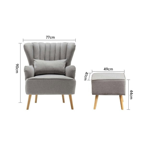 Grey Linen Armchair and Footstool Wingback Chairs Living and Home