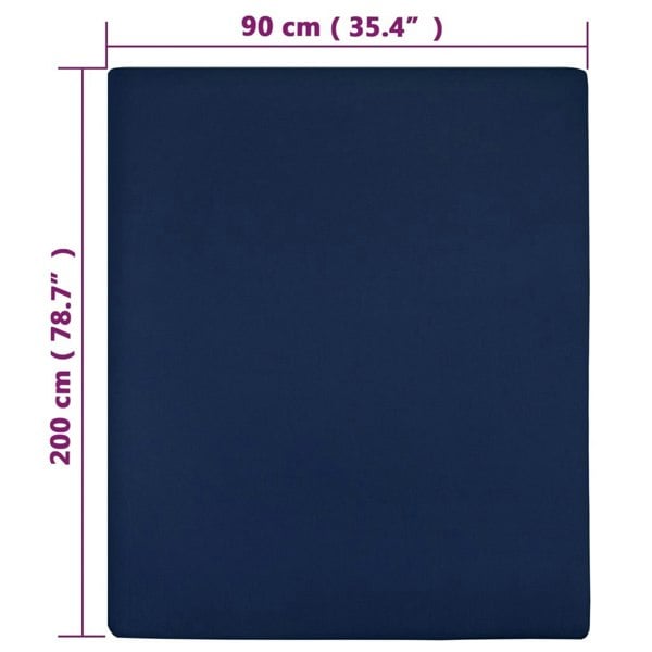 Berkfield Jersey Fitted Sheets 2 pcs Navy Blue 90x200 cm Cotton