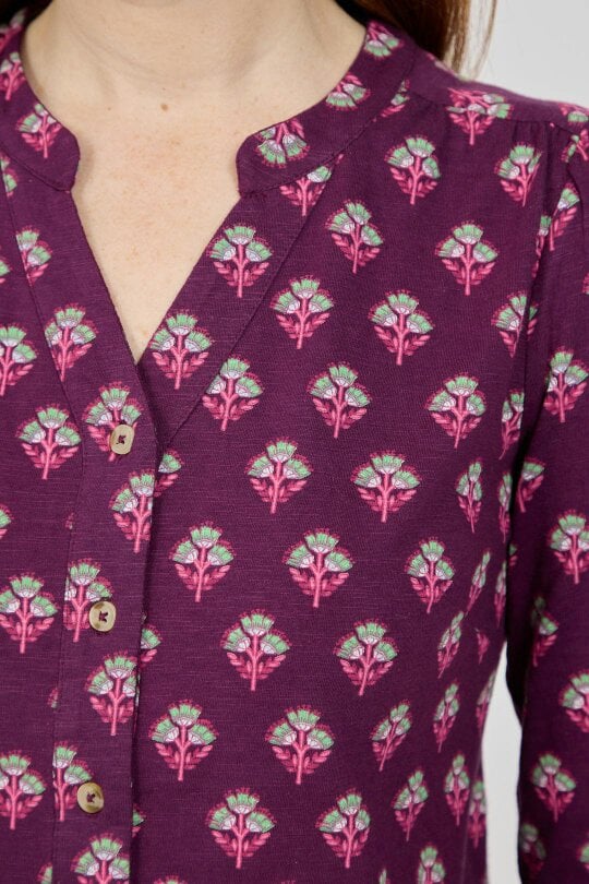 Mudflower Leaf Print Cotton Shirt
