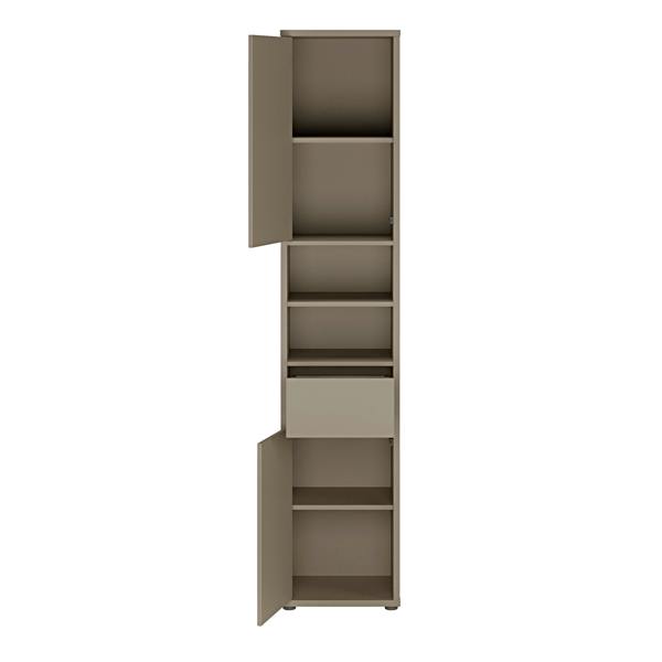 Furniture To Go Alice Springs Tall Narrow Bathroom Storage Cabinet with 2 Doors Push-to-Open & 1 Drawer Push-to-Open in Taupe