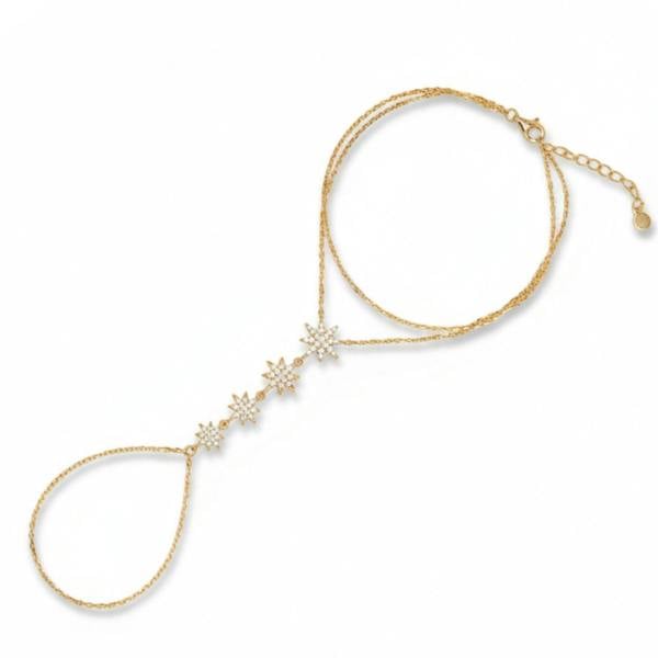 Spero London Stars Of Universe Sterling Silver Gold Plated Hand Chain Ring