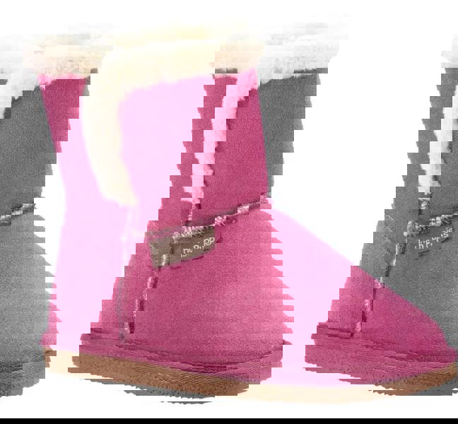 Hush Puppies Ashleigh Womens Real Suede Faux Fur Pull On Slipper Bootie