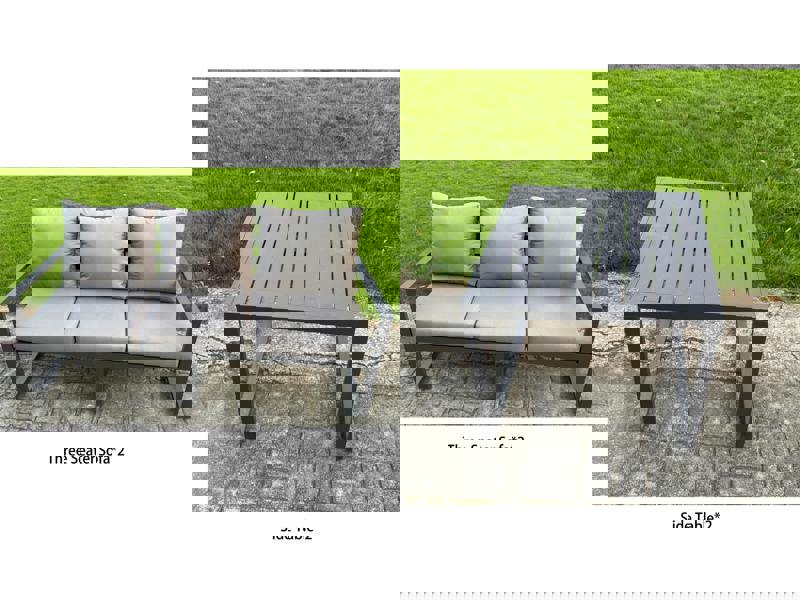 Fimous 6 Seater Aluminium Garden Furniture Set with Adjustable Rising Dining Table, 2 Sofas and 2 Side Tables - Dark Grey