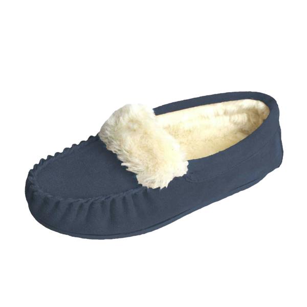 Eastern Counties Leather Womens/Ladies Zoe Plush Lined Moccasins - Navy - 