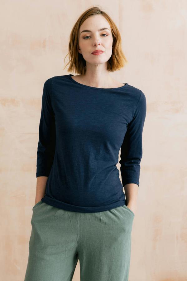 Lily & Me Monica Organic Cotton Jersey Top Navy
