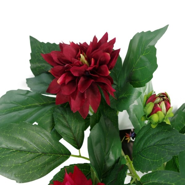 Leaf 50cm Artificial Dhalia Plant Red