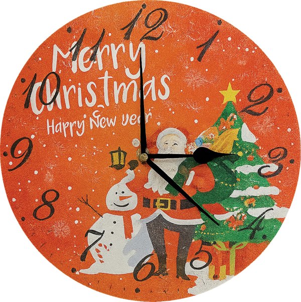 Xmas Haus Christmas Wall Clock (Indoor), Santa & Snowman