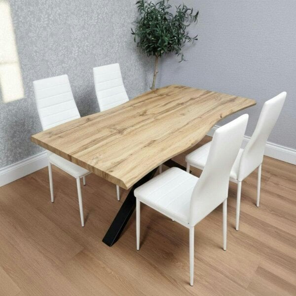 Kosy Koala Dining Table Set with 4 White Chairs Kitchen Dining Room Furniture