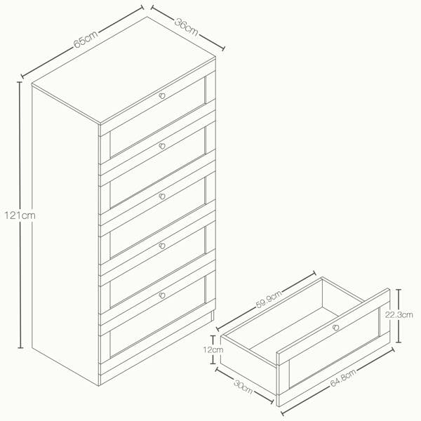 Vida Designs Altino 5 Drawer Chest, Black