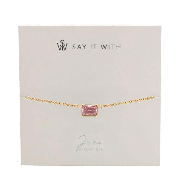 Say It With Emerald Cut Birthstone Necklace - Yellow Gold