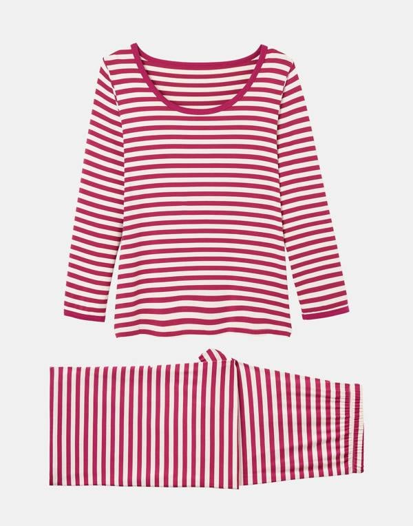 British Boxers Women's Bamboo Relaxed Pyjama Set – Sugar Plum Stripe