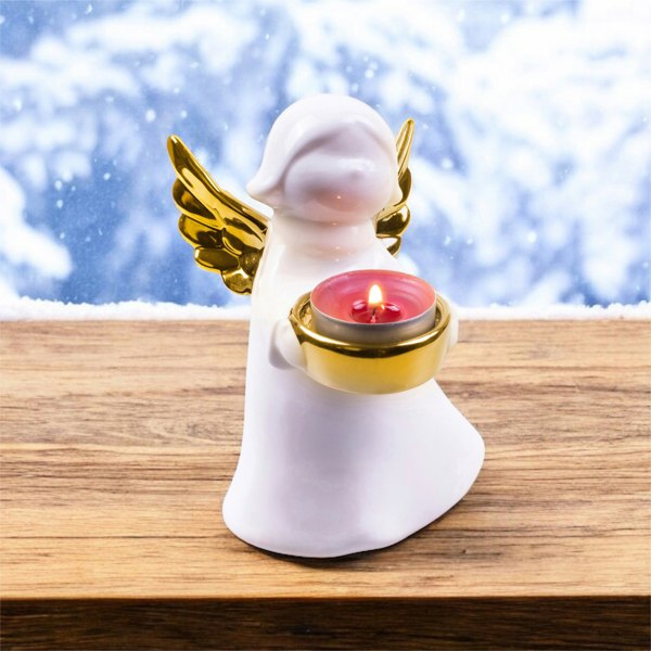 St Helens Gold Wings Ceramic Angel Tealight Holder