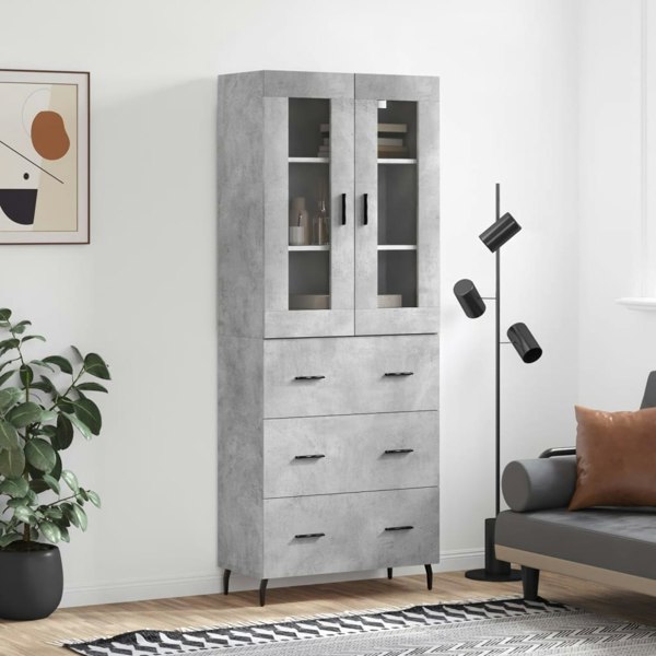 Berkfield Highboard Concrete Grey 69.5x34x180 cm Engineered Wood