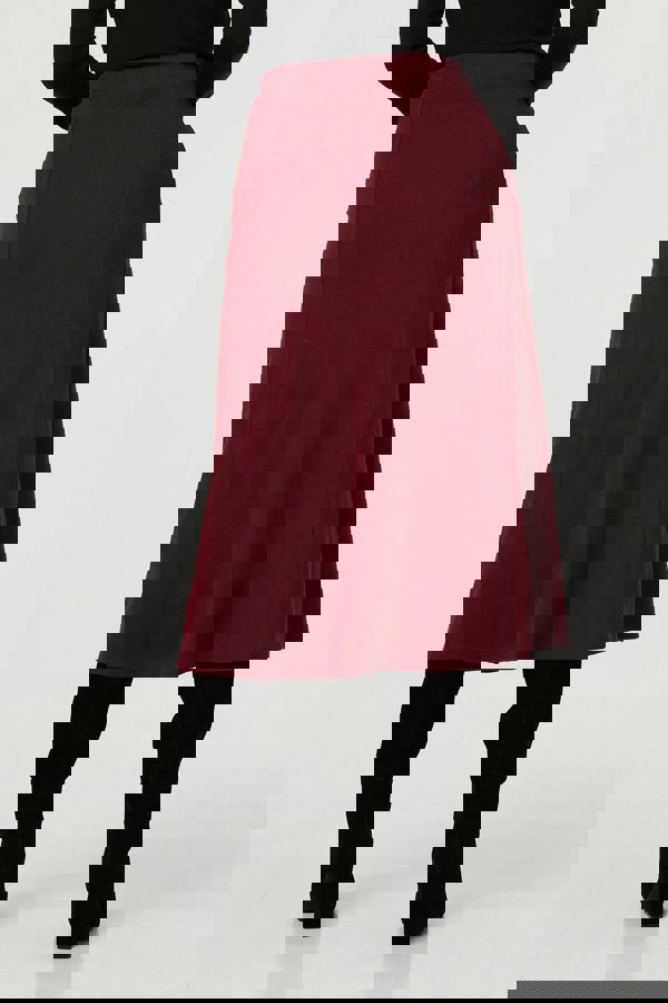 Red | Buttoned High Waist A-Line Midi Skirt
