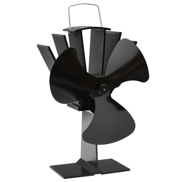 Berkfield Heat Powered Stove Fan 3 Blades Black