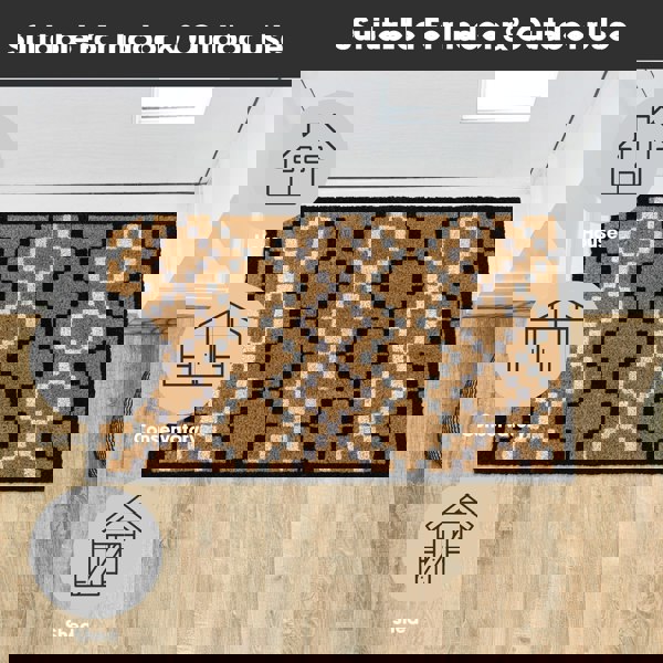 JVL Eco-Friendly Latex Backed Coir Entrance Doormat, 45x75cm - Diamond Pixel