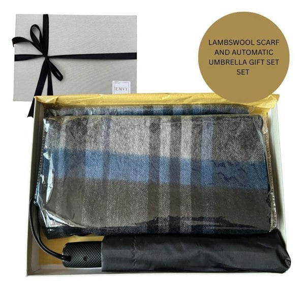 Love EMVY Gift Set – Men’s Luxury Lambswool Scarf and Automatic Umbrella