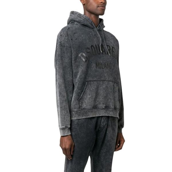 DSQUARED2 Milano Destroyed Faded Look Grey Hoodie S