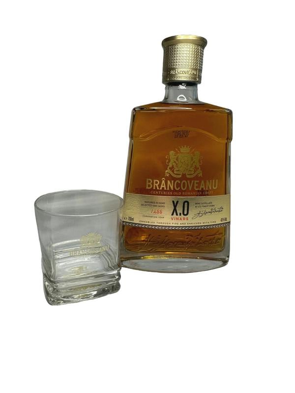 Brancoveanu XO Brandy (Cognac / Coniac / Vinars) with two branded glasses 700ml