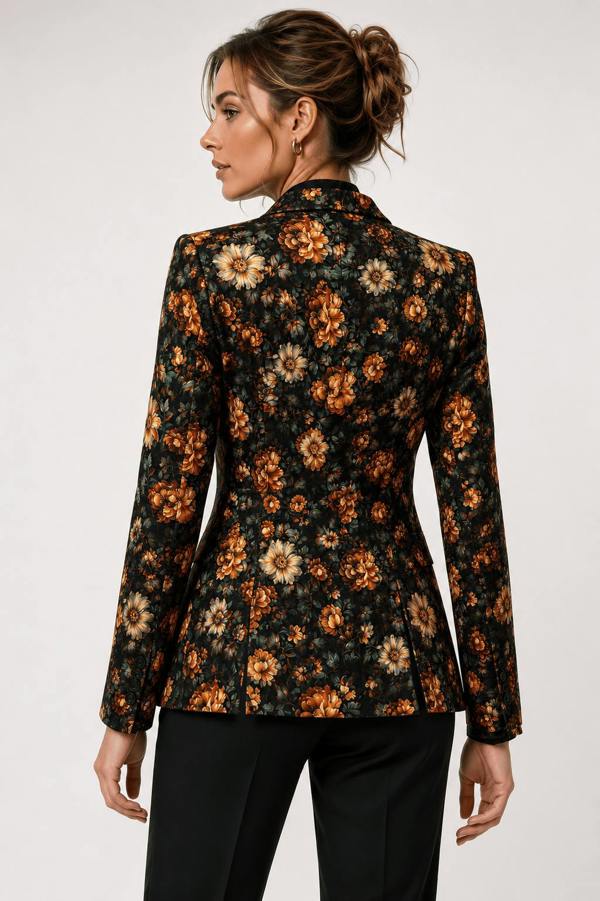Midnight Ember Floral Print Blazer - Claudio Lugli Shirts