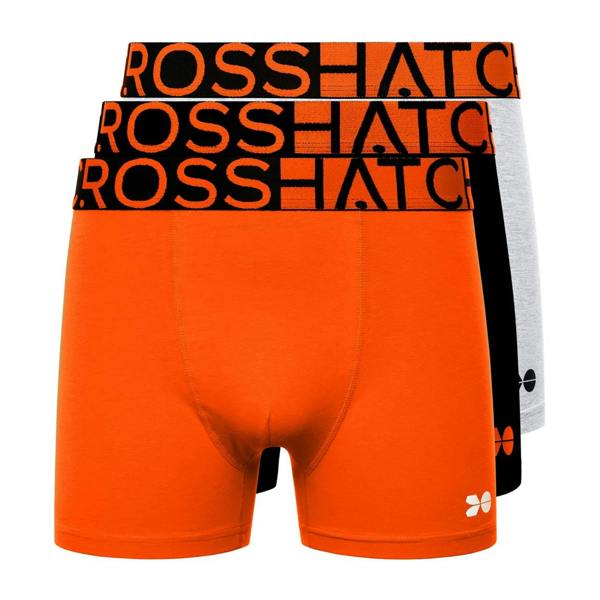 Crosshatch Mens Dumas Boxer Shorts (Pack of 3) - Red/Orange - 