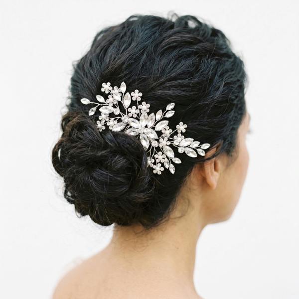 Gold Trip Flower Crystal & Pearl Hair Comb