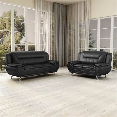 SQUAREBOXX Eclipse Leather 3+2 Seater Sofa in Black