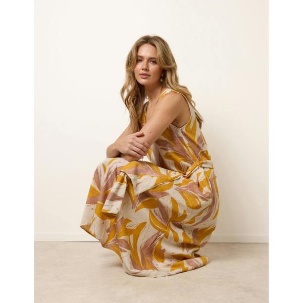 Blue Vanilla Leaf Print Dress