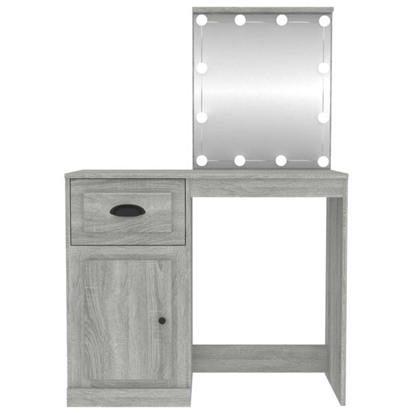 Berkfield Dressing Table with LED Grey Sonona 90x50x132.5 cm Engineered Wood