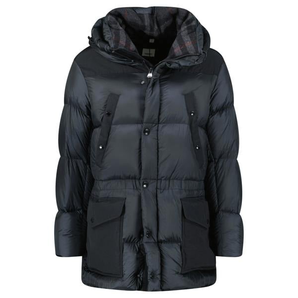 Burberry 'Lindford' Check Down Puffer Jacket Charcoal Grey - chancefashionco
