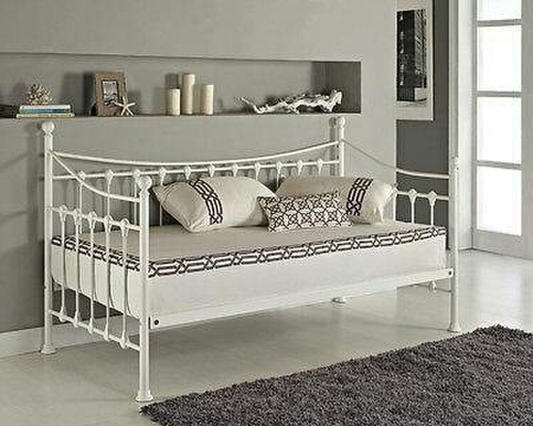 Kosy Koala Daybed Without Trundle White 3ft Single Bed with 1 Mattress Metal Bedroom Living Room