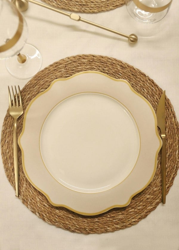 Rozi Jaswely Collection Porcelain Dinner Plates, Set of 6 (Sand Beige)