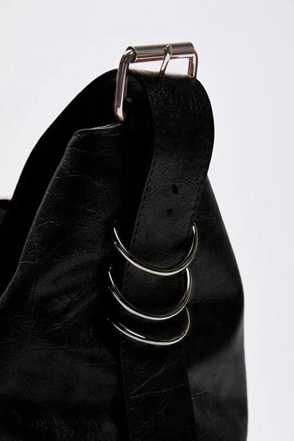 WOVCOR Wrinkled Faux Leather Belt Buckle Pouch Shoulder Bag