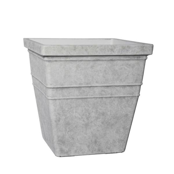 Siena Stone Effect Square Planter 33 x 34cm 21L - Misty Grey