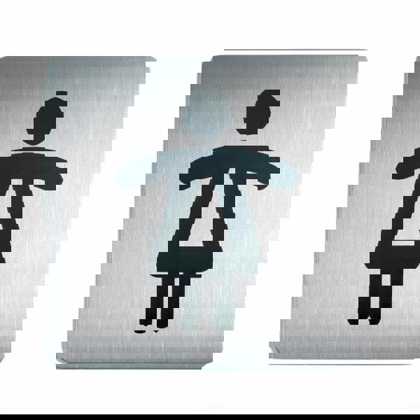 Durable Adhesive Ladies WC Symbol Square Bathroom Toilet Sign | Stainless Steel