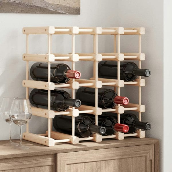 Berkfield Wine Rack for 20 Bottles 46.5x23x46.5 cm Solid Wood Pine