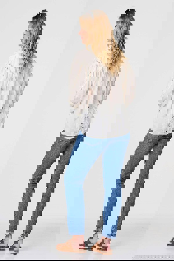 White | Broderie Anglaise Puff Sleeve Blouse
