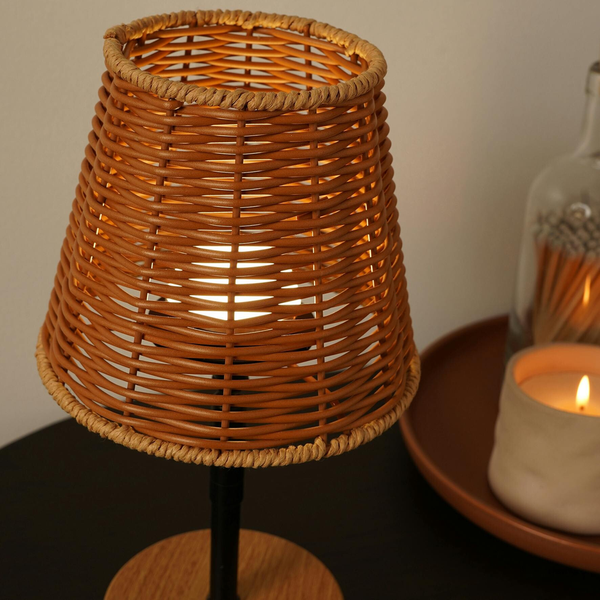 Hestia Wicker LED Rechargeable Touch Lamp