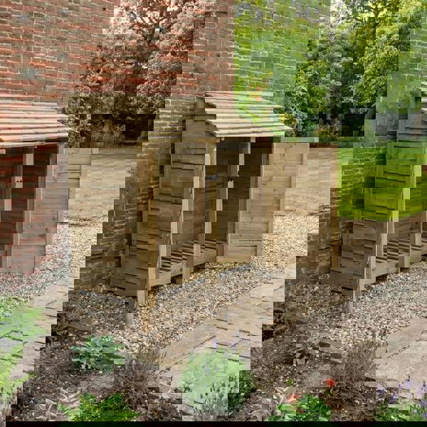 Arbor Garden Solutions Wooden Log Store with Door W-146cm, H-126cm or 180cm, D-88cm