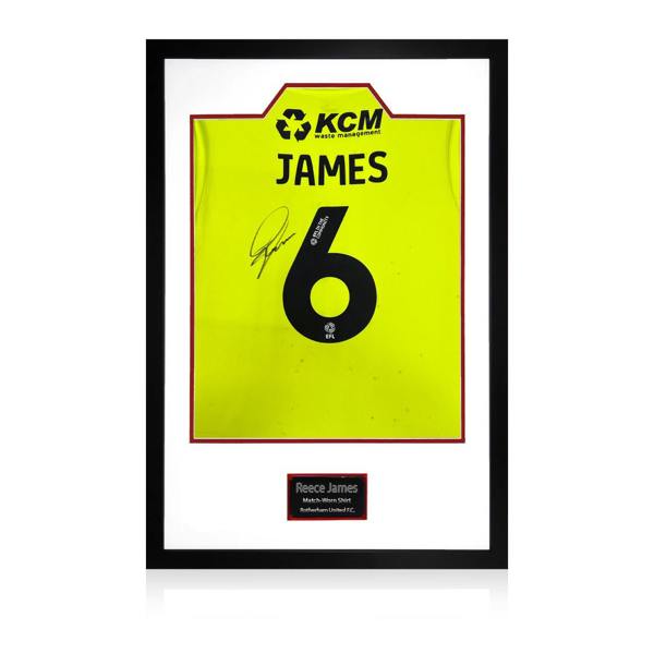 Reece James Match-Worn & Signed Rotherham United Shirt Premium Frame