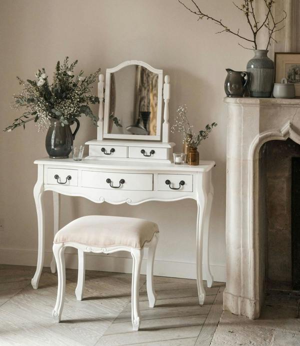 Statement Furniture Juliette Trinket Mirror, Wooden Dressing Table Mirror with Drawers