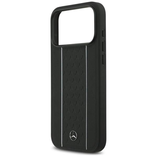 Mercedes Leather Star Pattern Stripes Case with MagSafe for iPhone 17 Pro Max 6.9" Black - MEHMP17X25RPSLKH