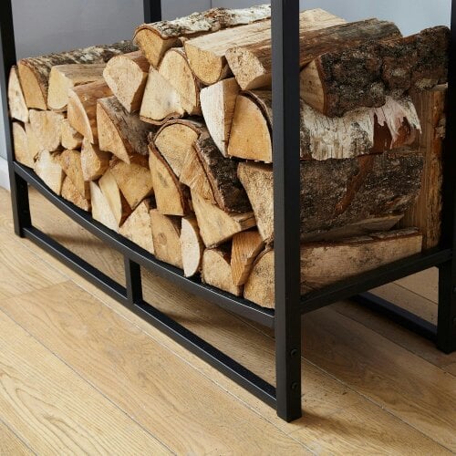 Neo Black Indoor Firewood Log Rack With Hooks