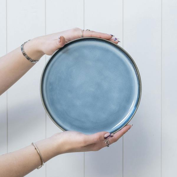 Scandi Home Oslo Ceramic Side Plates, Set of 4, 20cm, Blue Reactive Glaze
